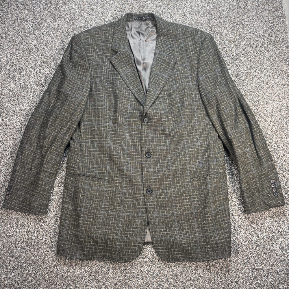 Hugo Boss Einstein Blazer Loro Piana Virgin Wool Plaid Sport Coat Men's 46L USA - Picture 1 of 11